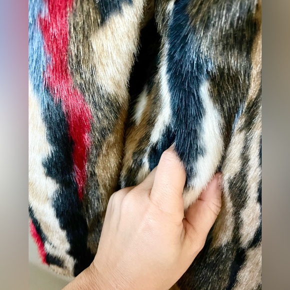 Zara Faux Fur Multicolor Longline sz M - Picture 3 of 7